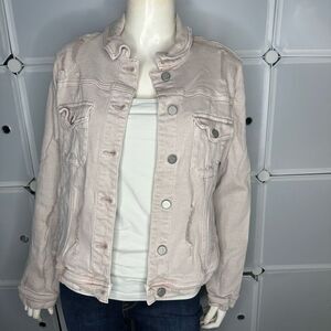 Dear John Relaxed Annie Distressed Denim Jean Jacket Size Large